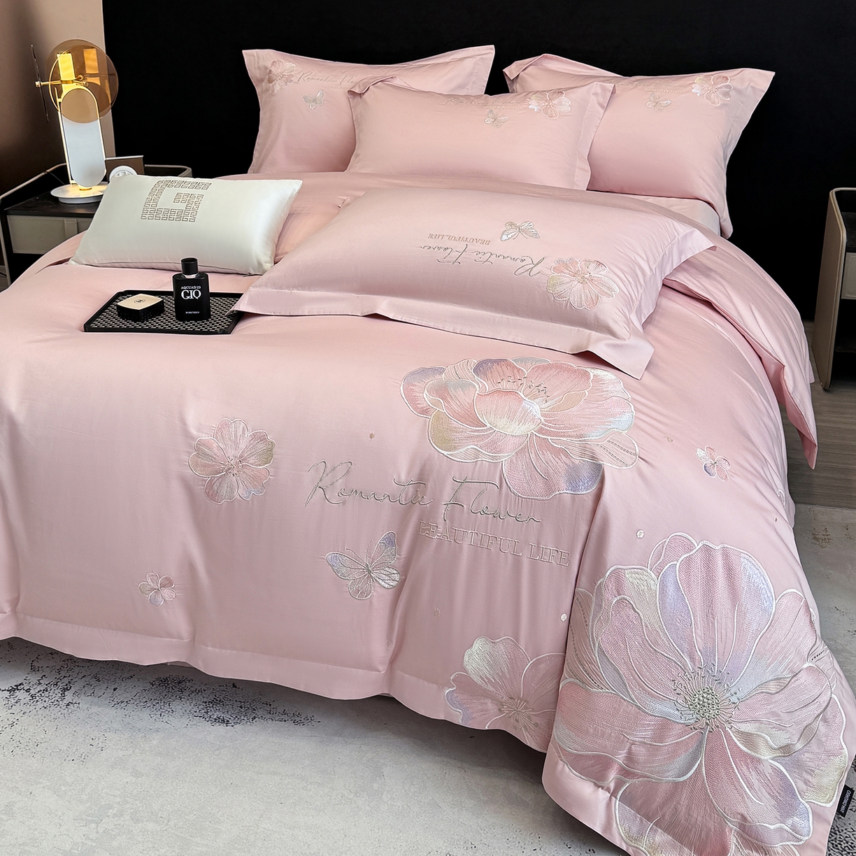 91家纺网 家纺一手货源 找家纺 家居1号家纺 2026新款50双股挚爱新疆长绒棉四件套 挚爱-桃花粉