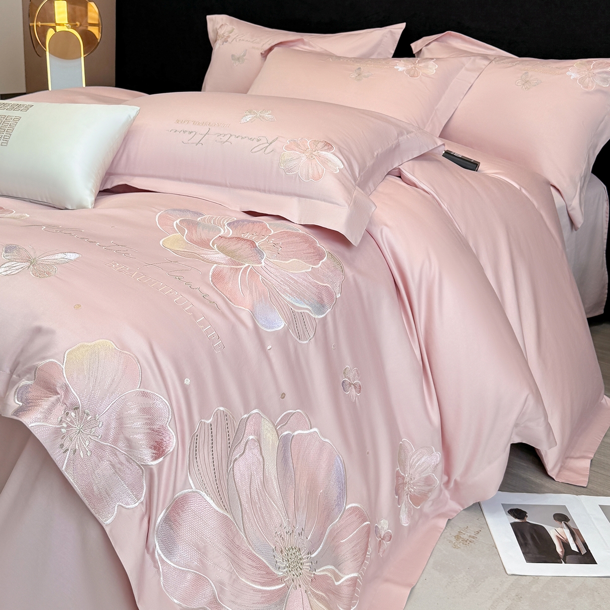 91家纺网 家纺一手货源 找家纺 家居1号家纺 2026新款50双股挚爱新疆长绒棉四件套 挚爱-桃花粉