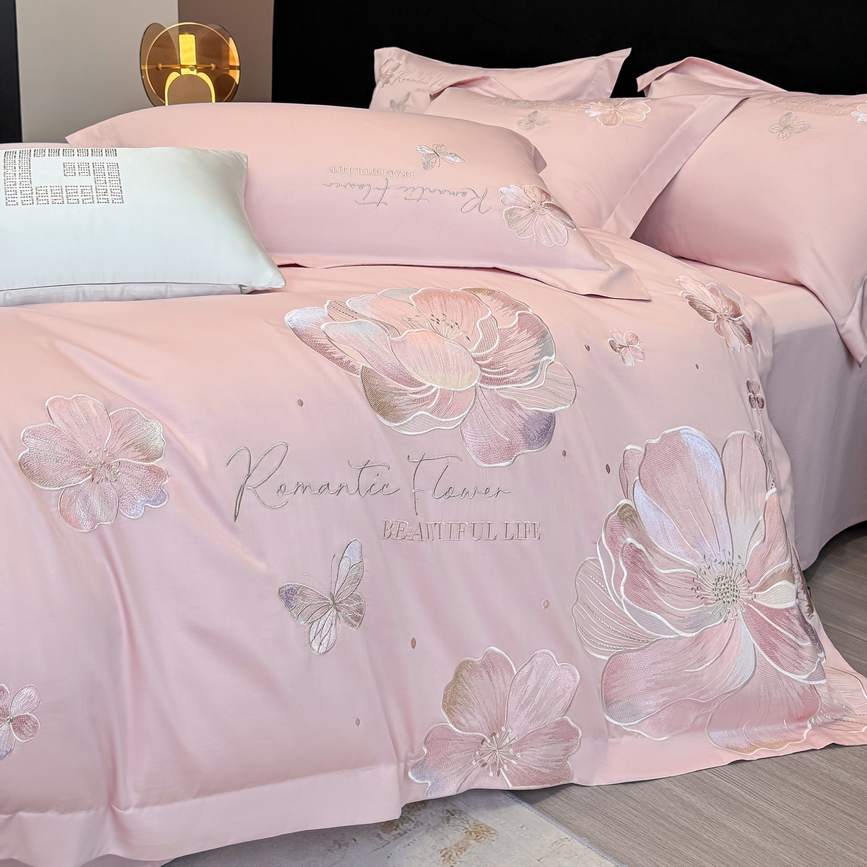 91家纺网 家纺一手货源 找家纺 家居1号家纺 2026新款50双股挚爱新疆长绒棉四件套 挚爱-桃花粉