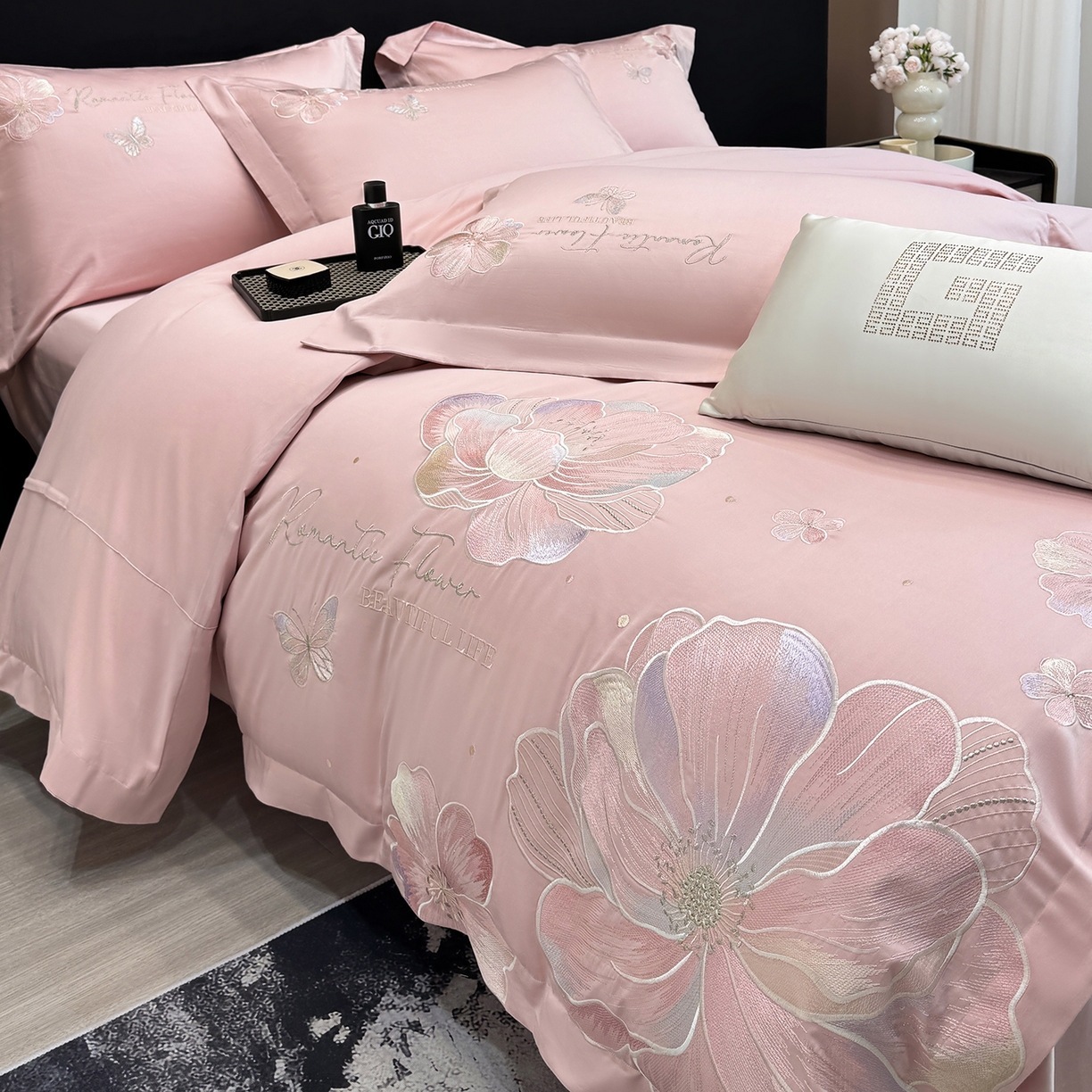 91家纺网 家纺一手货源 找家纺 家居1号家纺 2026新款50双股挚爱新疆长绒棉四件套 挚爱-桃花粉