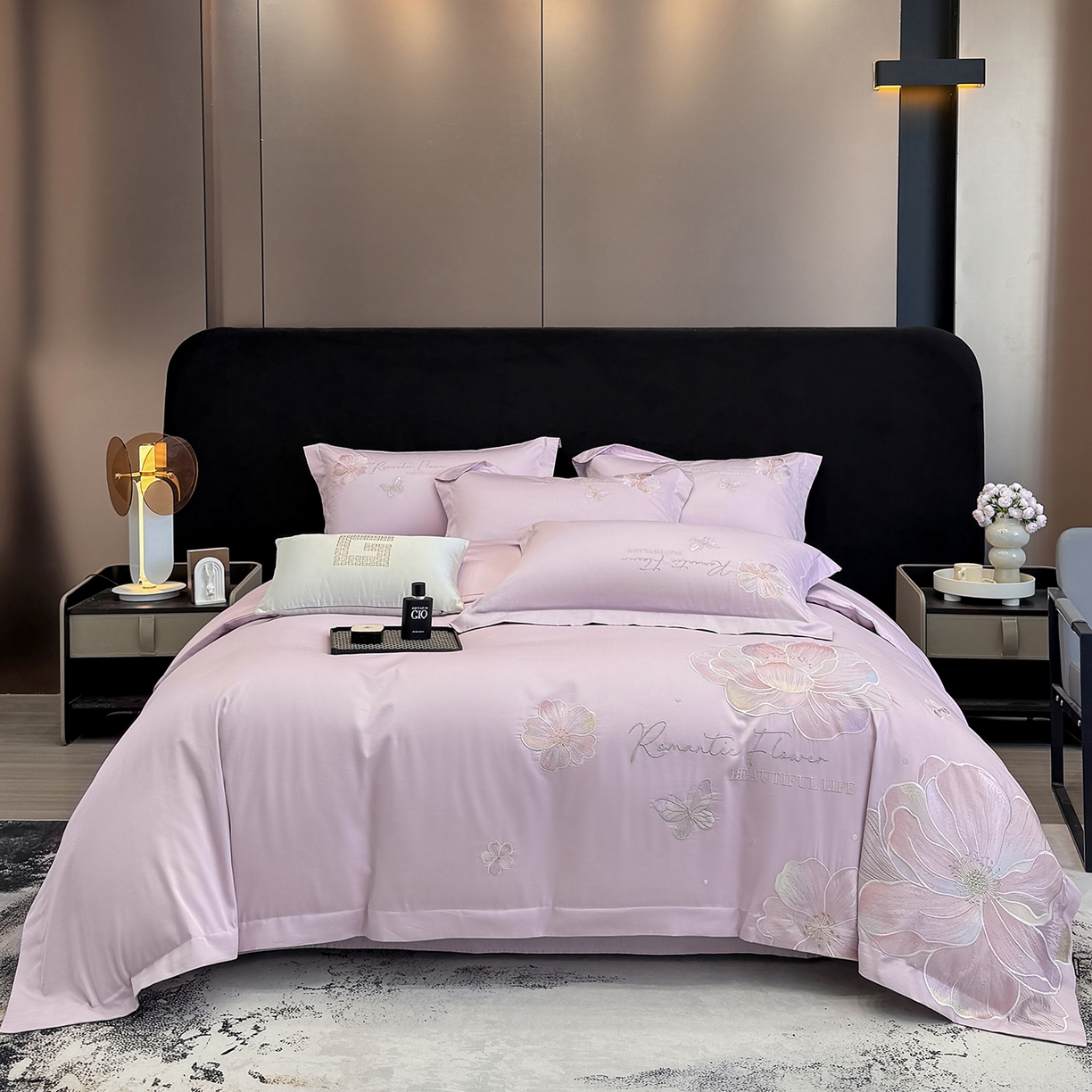 91家纺网 家纺一手货源 找家纺 家居1号家纺 2026新款50双股挚爱新疆长绒棉四件套 挚爱-香芋紫