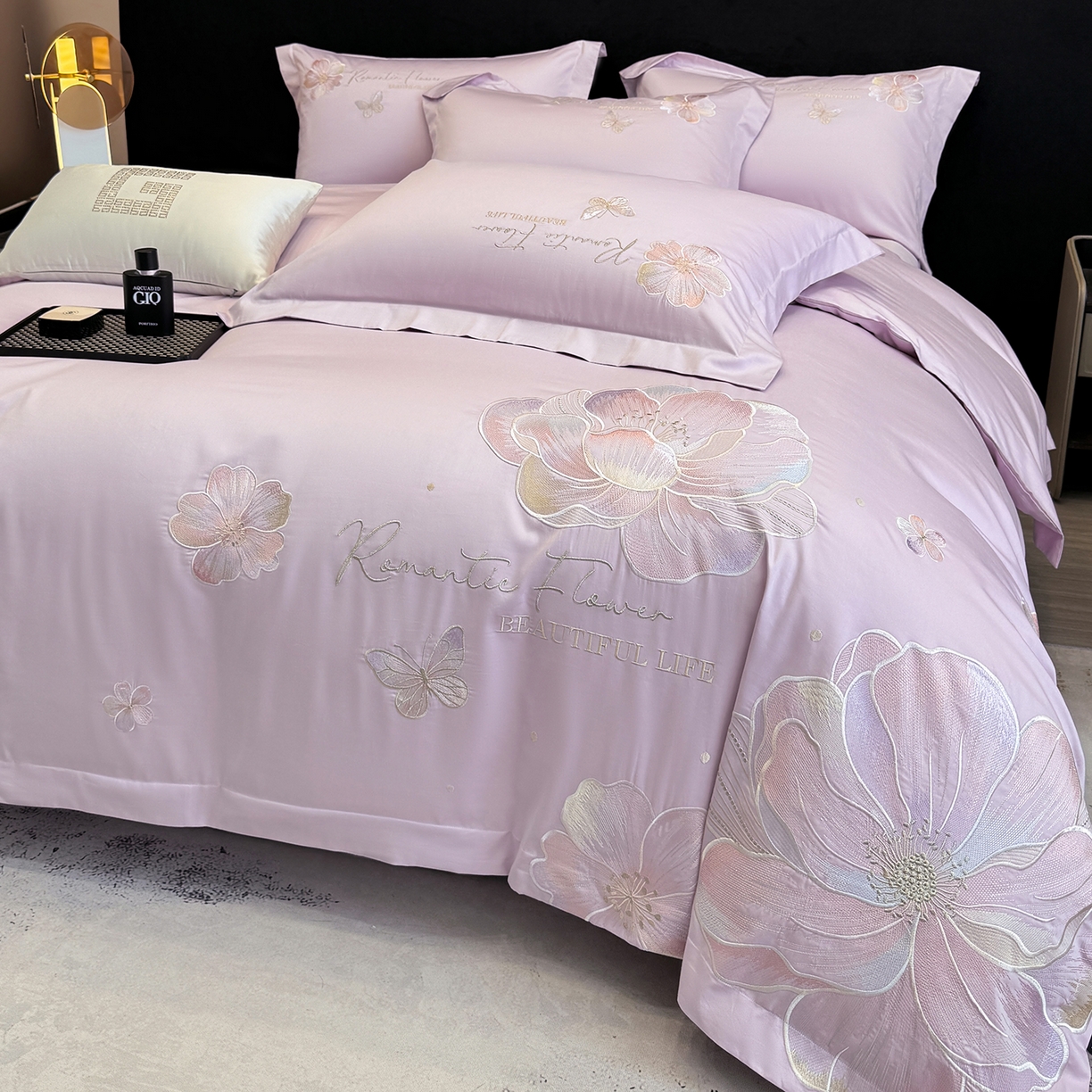 91家纺网 家纺一手货源 找家纺 家居1号家纺 2026新款50双股挚爱新疆长绒棉四件套 挚爱-香芋紫