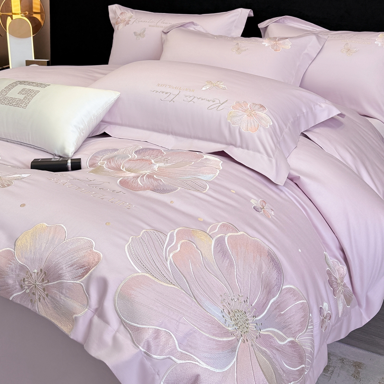 91家纺网 家纺一手货源 找家纺 家居1号家纺 2026新款50双股挚爱新疆长绒棉四件套 挚爱-香芋紫