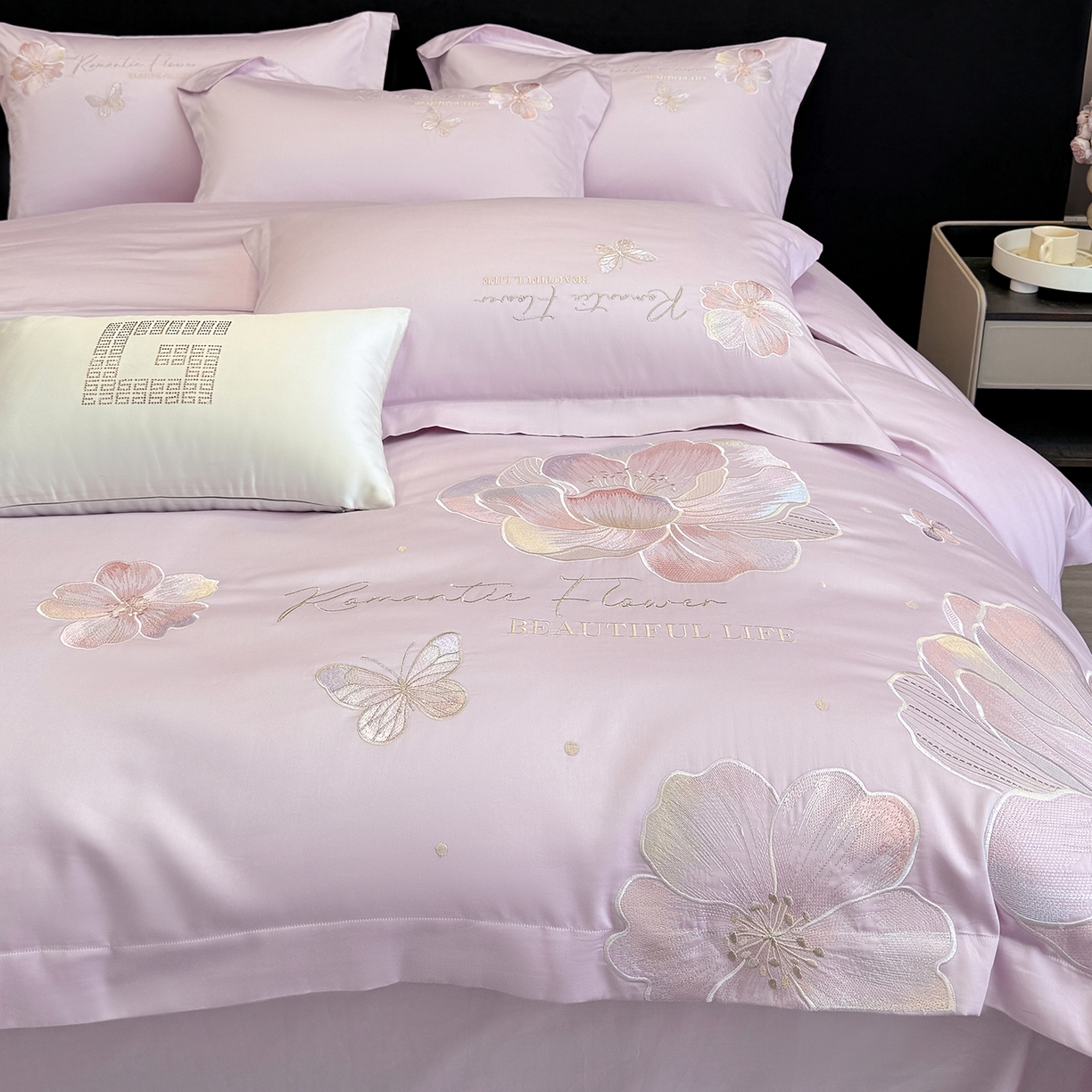 91家纺网 家纺一手货源 找家纺 家居1号家纺 2026新款50双股挚爱新疆长绒棉四件套 挚爱-香芋紫