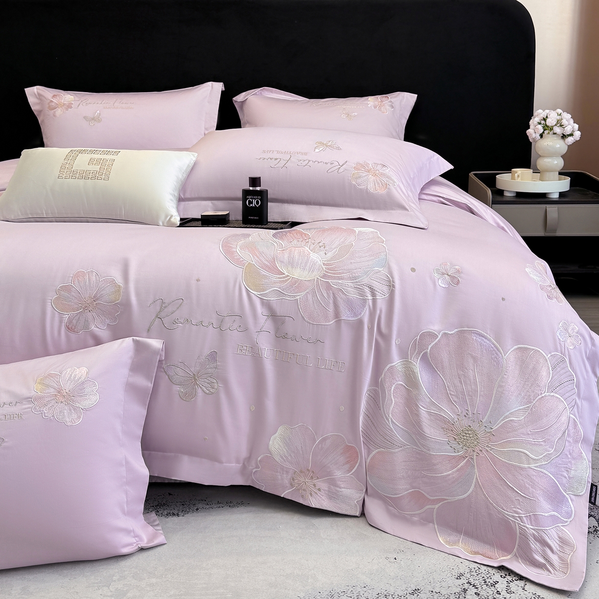 91家纺网 家纺一手货源 找家纺 家居1号家纺 2026新款50双股挚爱新疆长绒棉四件套 挚爱-香芋紫