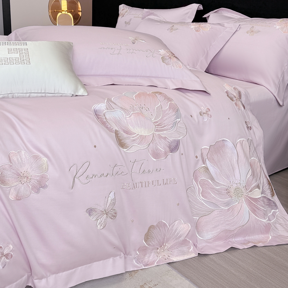 91家纺网 家纺一手货源 找家纺 家居1号家纺 2026新款50双股挚爱新疆长绒棉四件套 挚爱-香芋紫