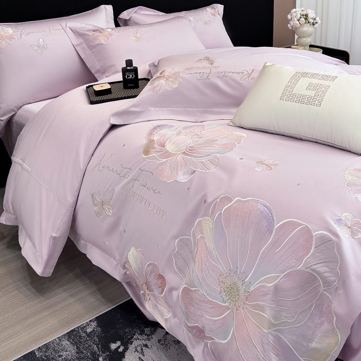 91家纺网 家纺一手货源 找家纺 家居1号家纺 2026新款50双股挚爱新疆长绒棉四件套 挚爱-香芋紫