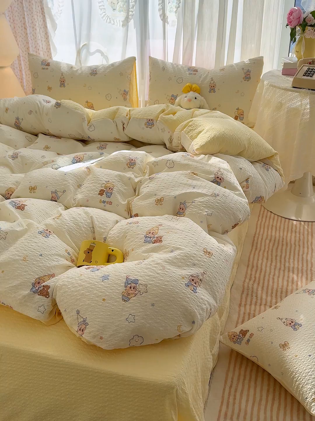 91家纺网 家纺一手货源 找家纺 （总）铺尚美家纺 2026春夏新品高克重A类泡芙纱泡泡皱皱纱四件套