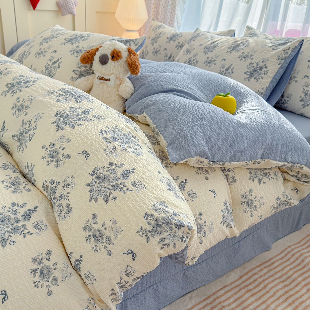 91家纺网 家纺一手货源 找家纺 （总）铺尚美家纺 2026春夏新品高克重A类泡芙纱泡泡皱皱纱四件套