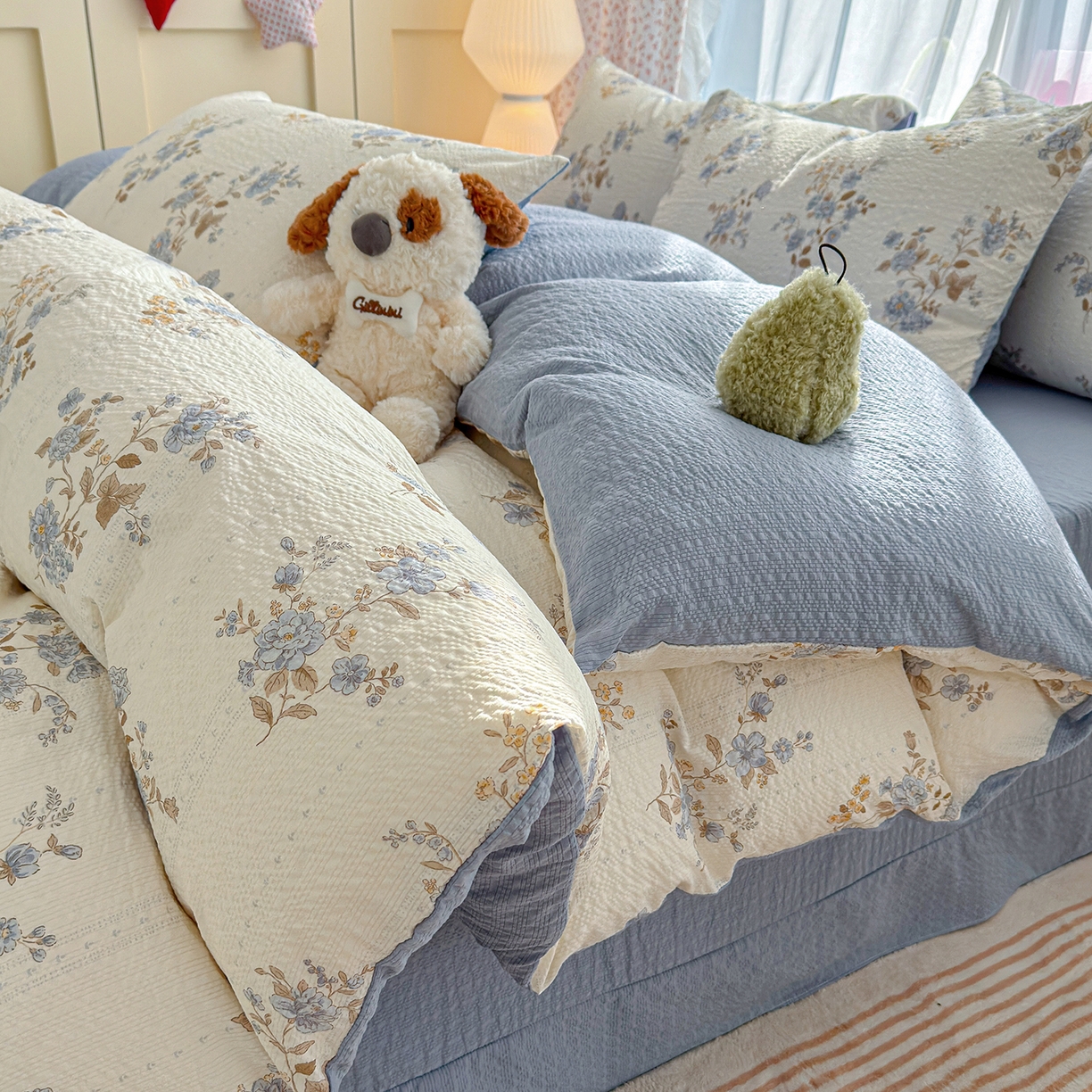 91家纺网 家纺一手货源 找家纺 （总）铺尚美家纺 2026春夏新品高克重A类泡芙纱泡泡皱皱纱四件套