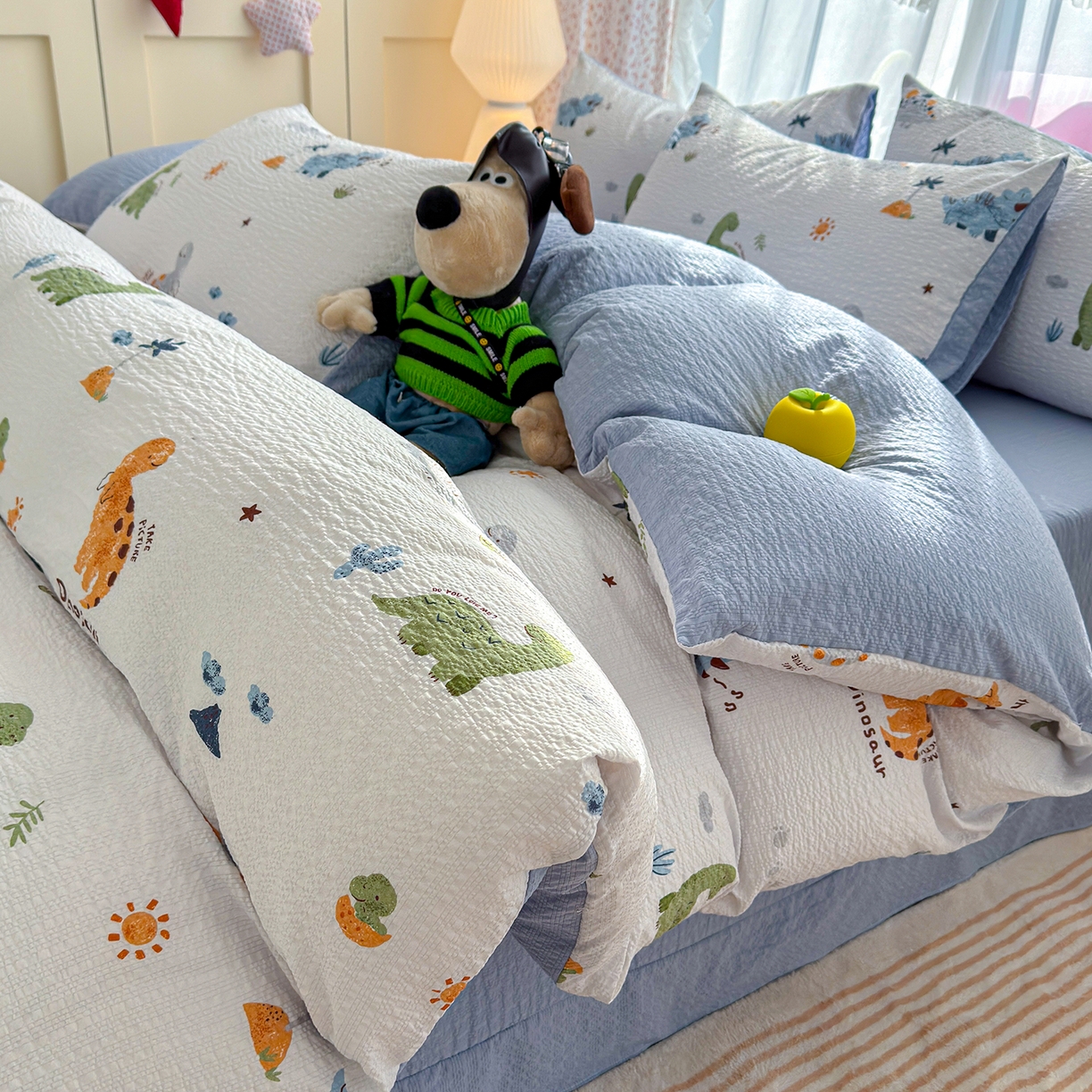 91家纺网 家纺一手货源 找家纺 （总）铺尚美家纺 2026春夏新品高克重A类泡芙纱泡泡皱皱纱四件套