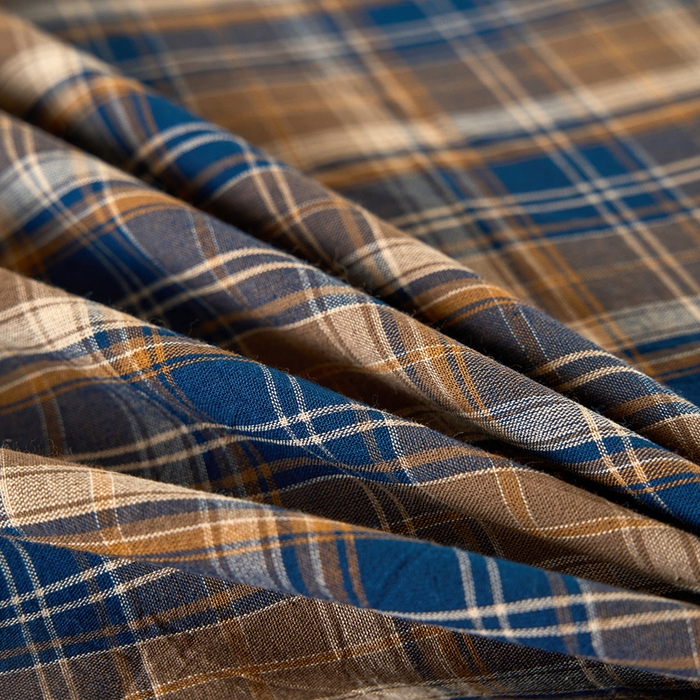 91家纺网 家纺一手货源 找家纺 三沁家居 2025新款格子色织全棉水洗棉四件套直播爆款量大价优 苏格兰咖