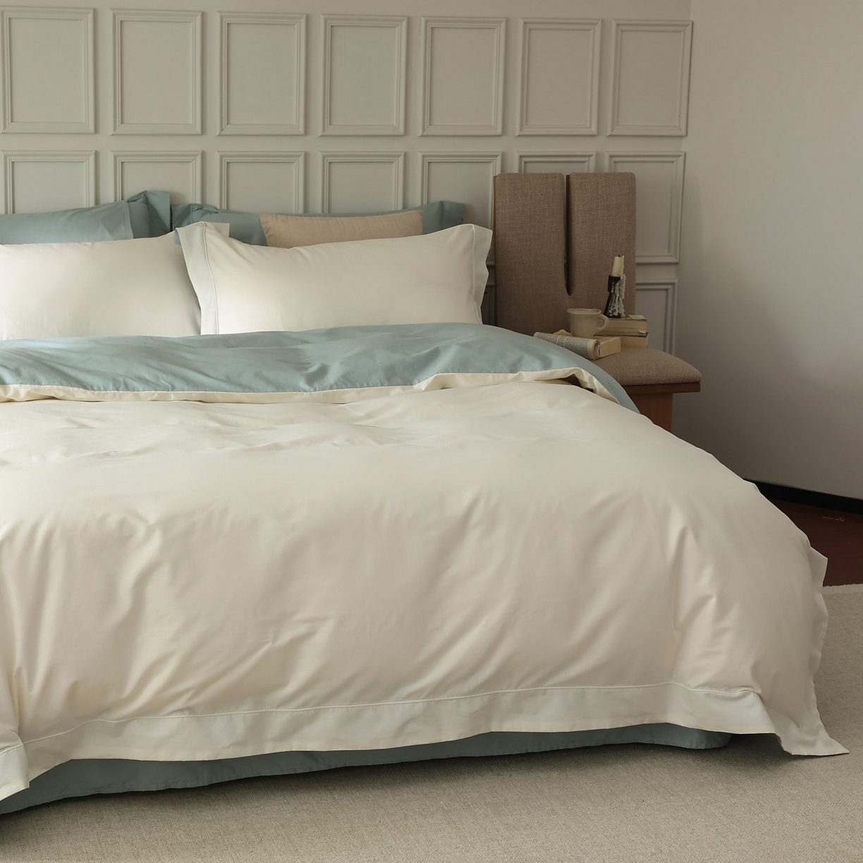 91家纺网 家纺一手货源 找家纺 （总）万盛家纺 2026新款全棉宽边埋绳四件套（拍图一）