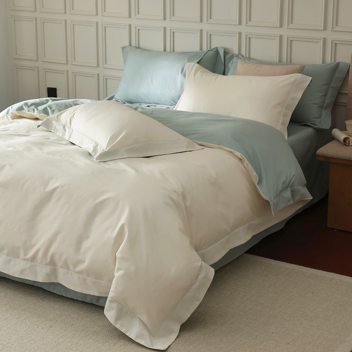 91家纺网 家纺一手货源 找家纺 （总）万盛家纺 2026新款全棉宽边埋绳四件套（拍图一）