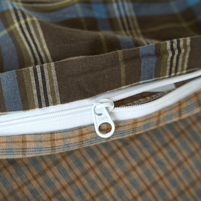 91家纺网 家纺一手货源 找家纺 三沁家居 2025新款格子色织全棉水洗棉四件套直播爆款量大价优 圣诞蓝