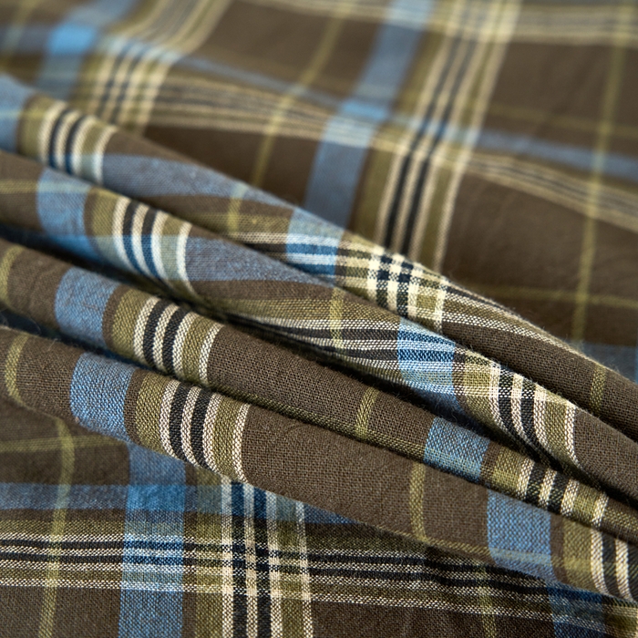 91家纺网 家纺一手货源 找家纺 三沁家居 2025新款格子色织全棉水洗棉四件套直播爆款量大价优 圣诞蓝