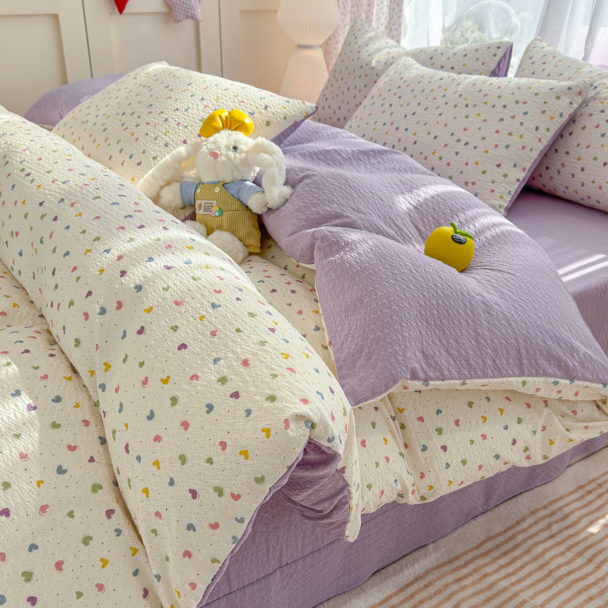 91家纺网 家纺一手货源 找家纺 （总）铺尚美家纺 2026春夏新品高克重A类泡芙纱泡泡皱皱纱四件套