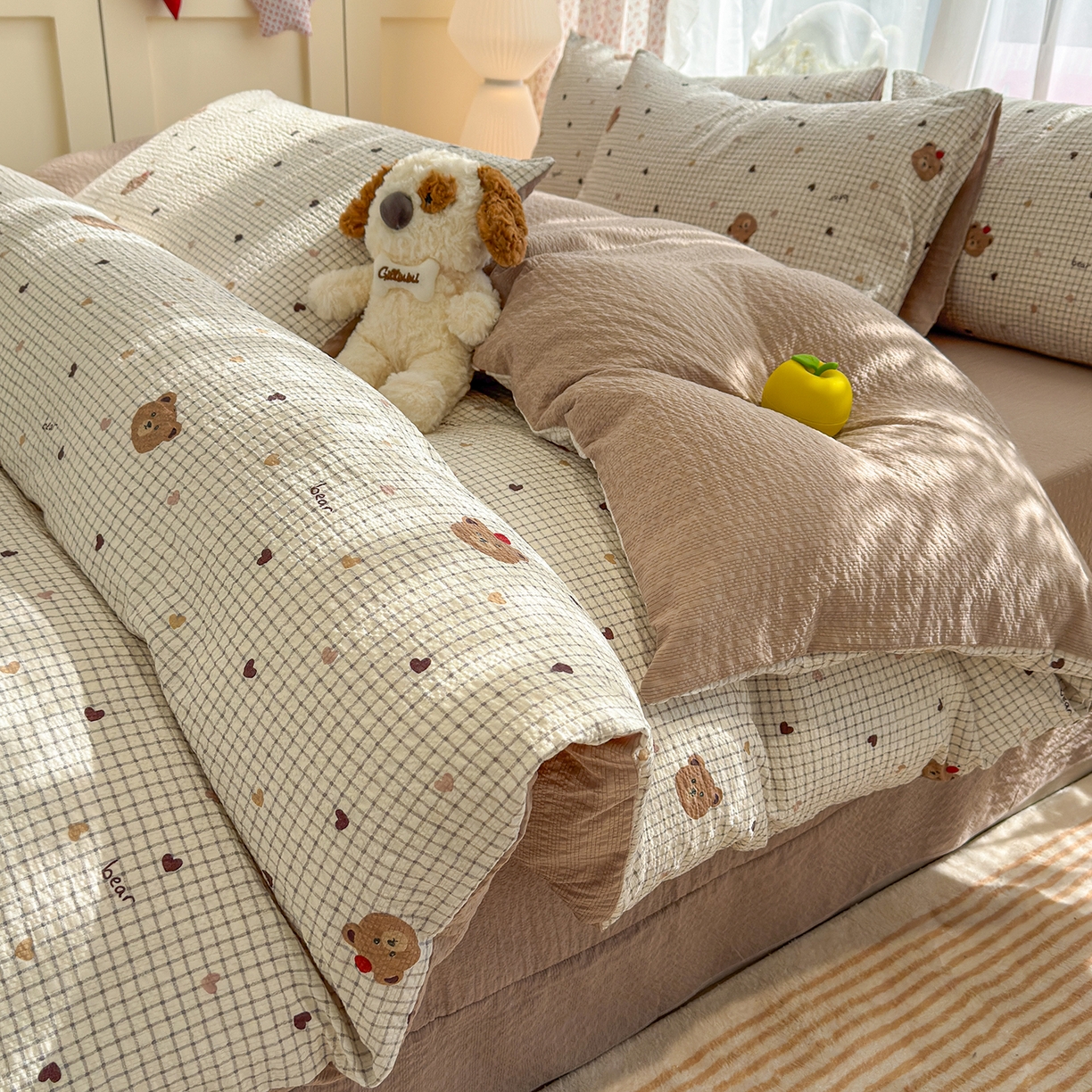 91家纺网 家纺一手货源 找家纺 （总）铺尚美家纺 2026春夏新品高克重A类泡芙纱泡泡皱皱纱四件套