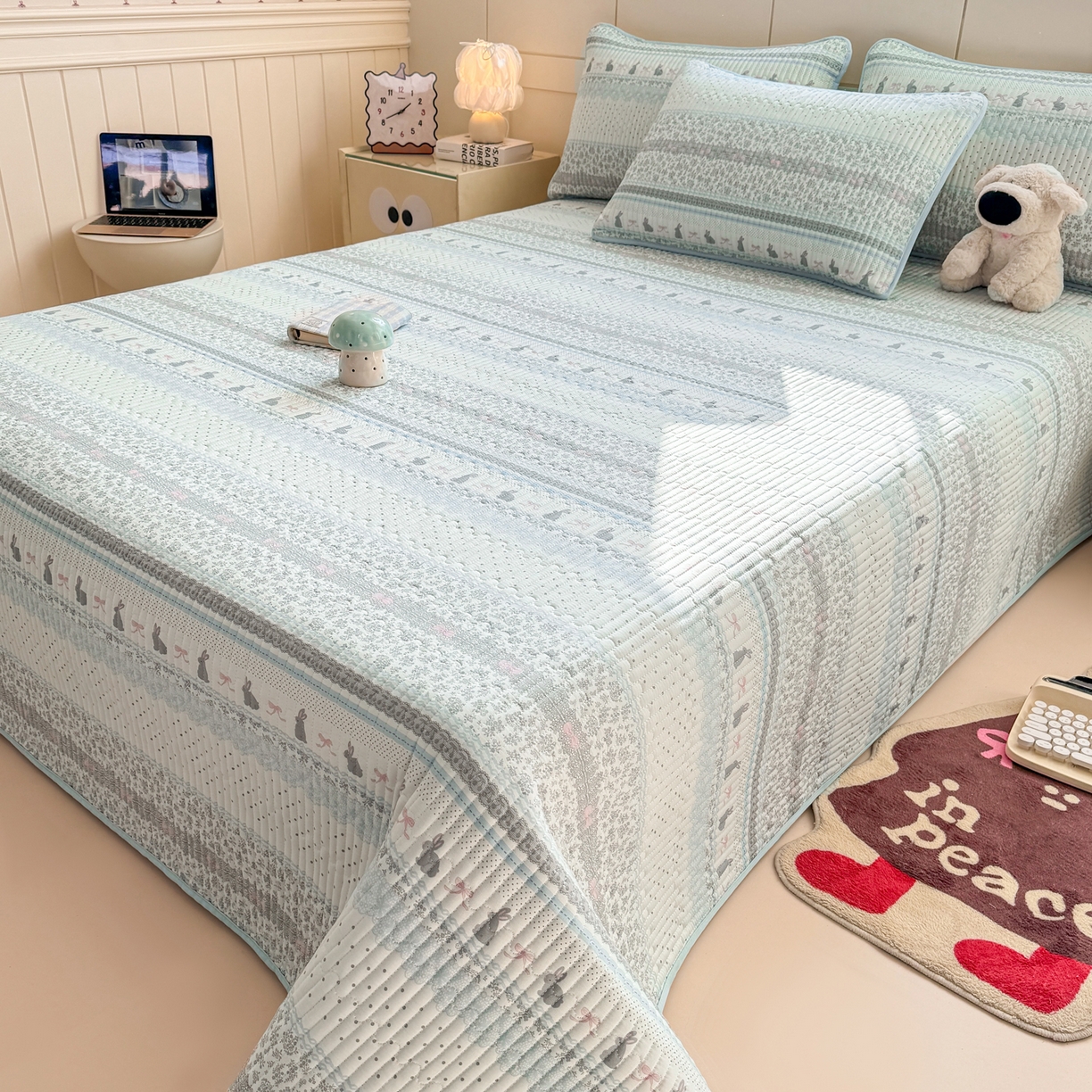 91家纺网 家纺一手货源 找家纺 （总）康纳利 2026新款全棉床盖学生夹棉薄款床盖床垫三件套四季通用