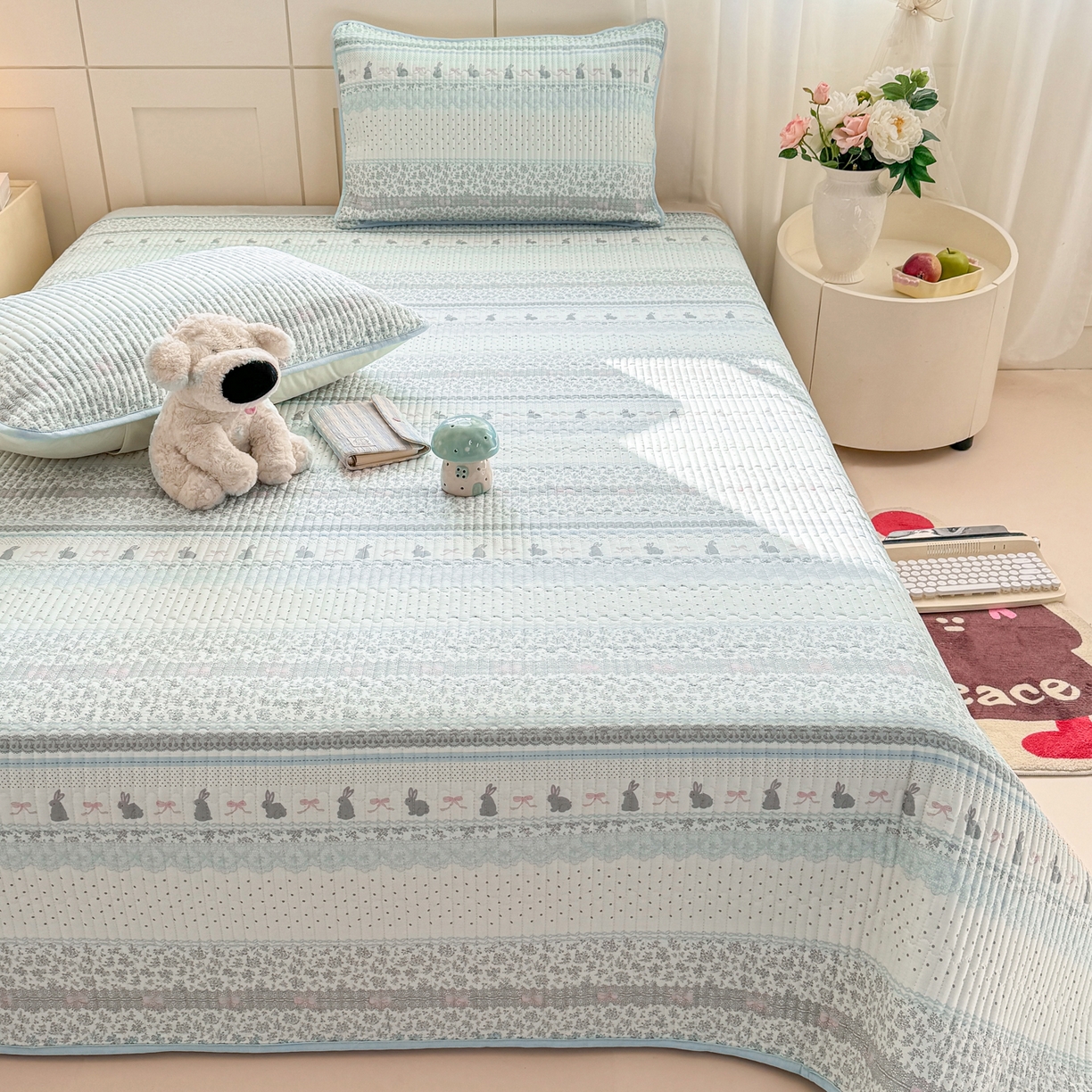 91家纺网 家纺一手货源 找家纺 （总）康纳利 2026新款全棉床盖学生夹棉薄款床盖床垫三件套四季通用