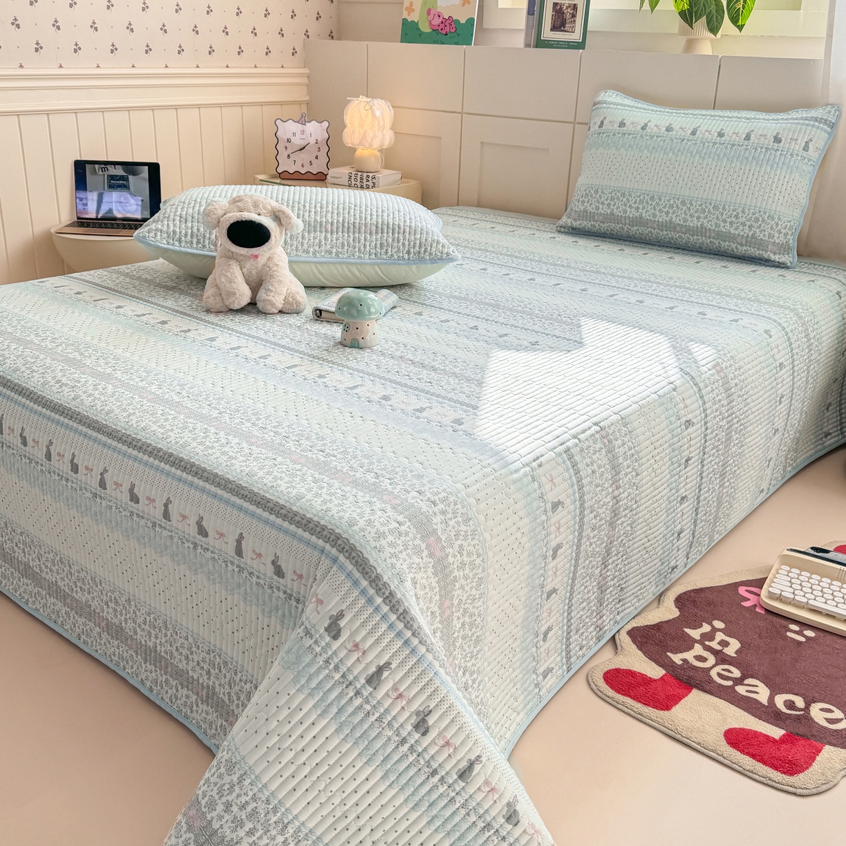 91家纺网 家纺一手货源 找家纺 （总）康纳利 2026新款全棉床盖学生夹棉薄款床盖床垫三件套四季通用