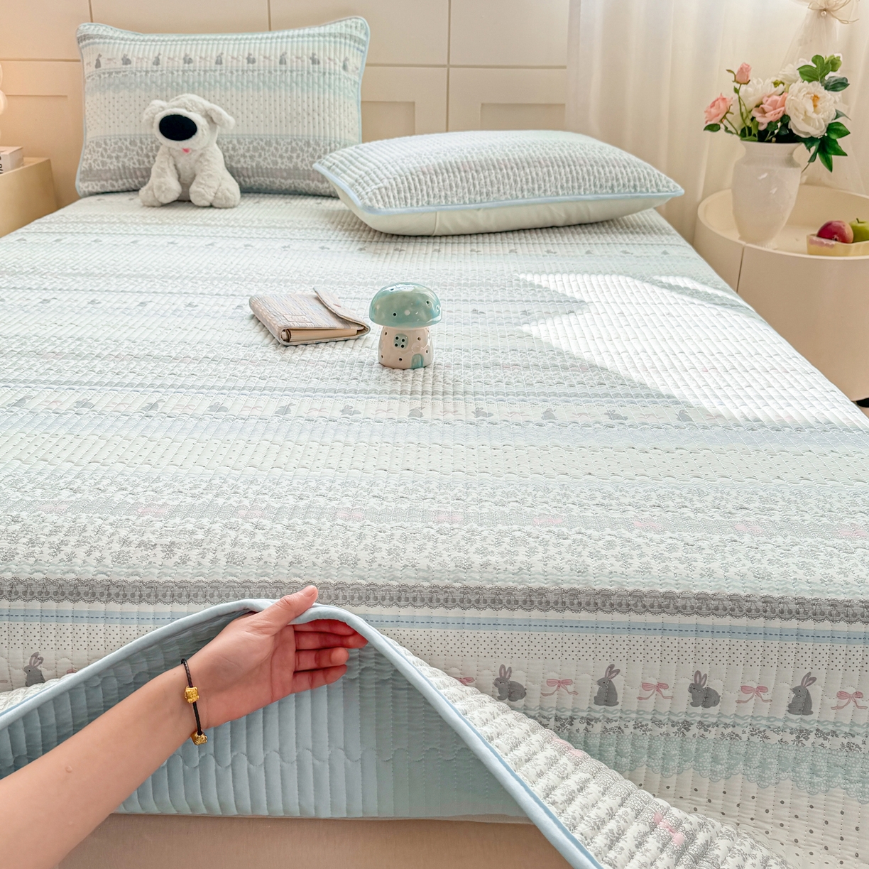 91家纺网 家纺一手货源 找家纺 （总）康纳利 2026新款全棉床盖学生夹棉薄款床盖床垫三件套四季通用