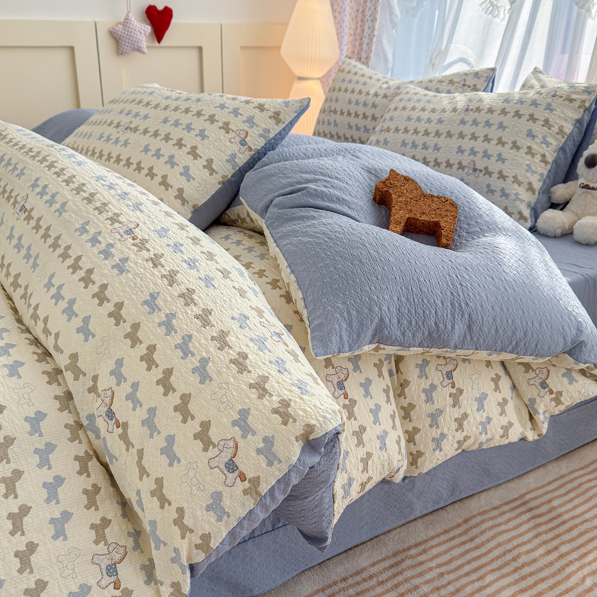 91家纺网 家纺一手货源 找家纺 （总）铺尚美家纺 2026春夏新品高克重A类泡芙纱泡泡皱皱纱四件套