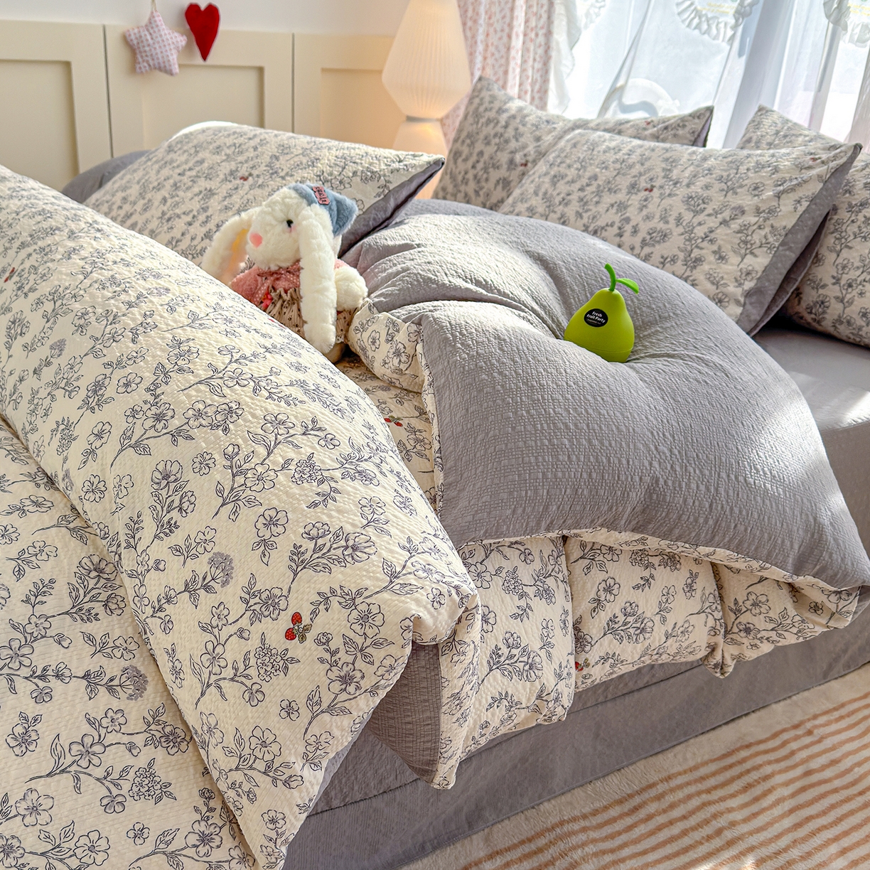 91家纺网 家纺一手货源 找家纺 （总）铺尚美家纺 2026春夏新品高克重A类泡芙纱泡泡皱皱纱四件套