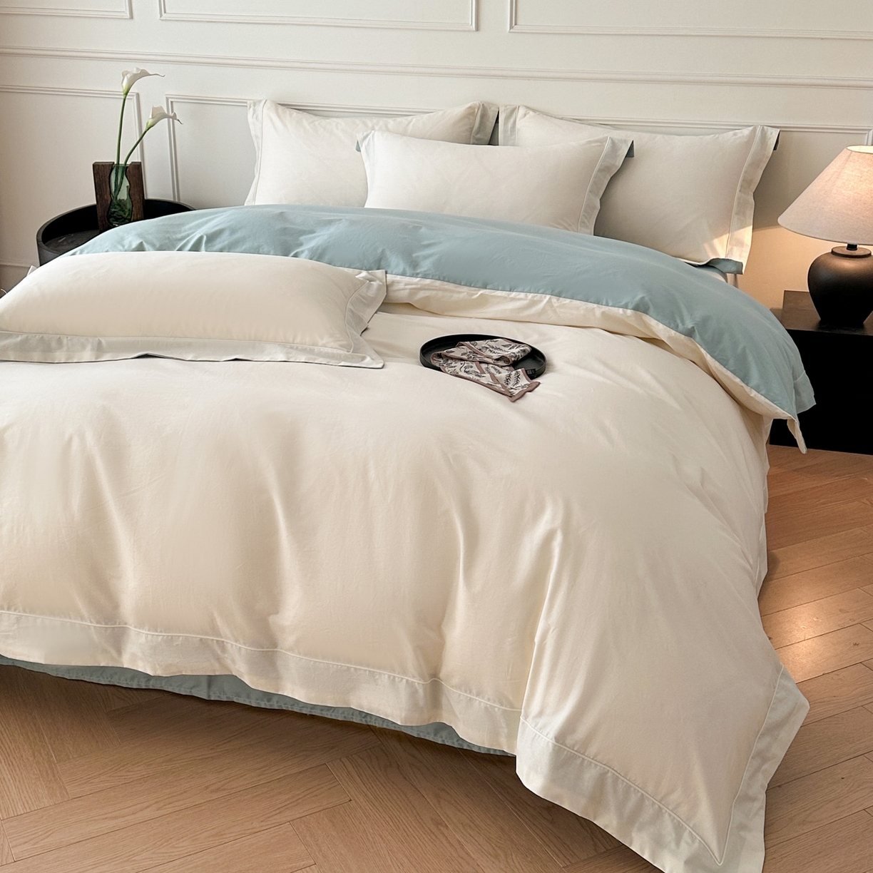 91家纺网 家纺一手货源 找家纺 （总）万盛家纺 2026新款全棉宽边埋绳四件套（拍图二）