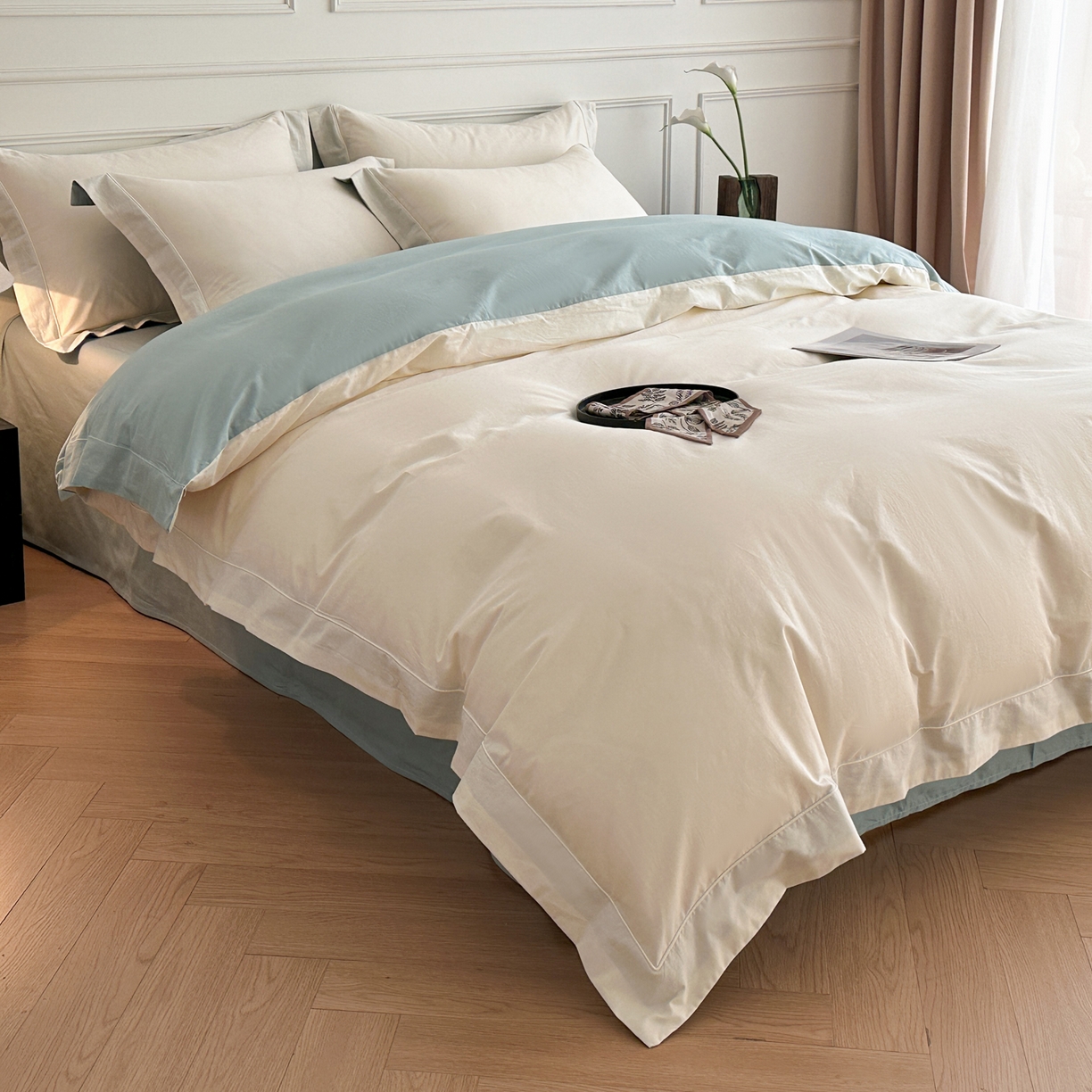 91家纺网 家纺一手货源 找家纺 （总）万盛家纺 2026新款全棉宽边埋绳四件套（拍图二）