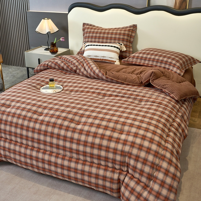 91家纺网 家纺一手货源 找家纺 三沁家居 2025新款全棉色织水洗棉大豆被冬被被子被芯 卡诺