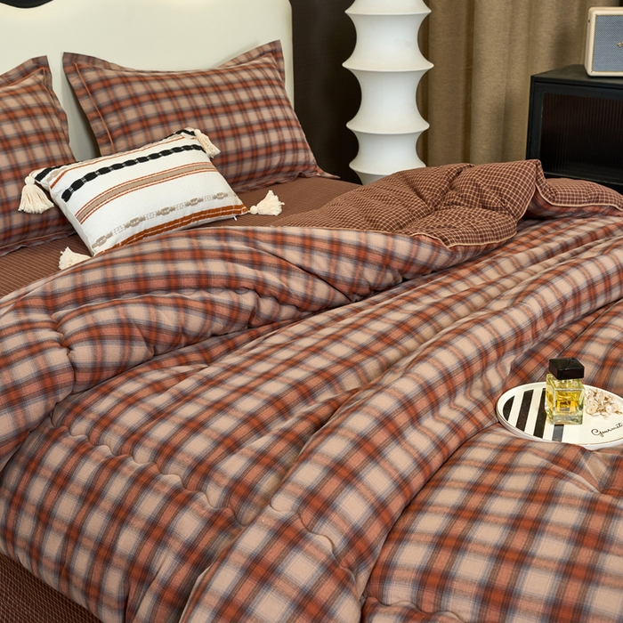 91家纺网 家纺一手货源 找家纺 三沁家居 2025新款全棉色织水洗棉大豆被冬被被子被芯 卡诺