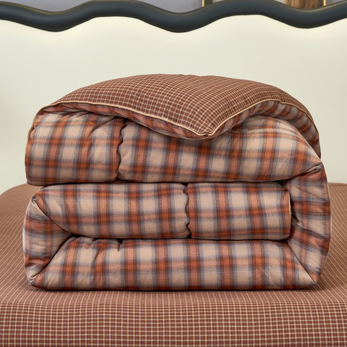 三沁家居 2025新款全棉色织水洗棉大豆被冬被被子被芯 卡诺