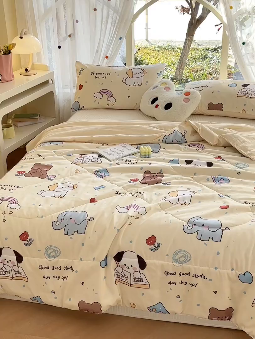 91家纺网 家纺一手货源 找家纺 （总）恒畅 2026新款水洗小花边印花亲肤夏被夏凉被