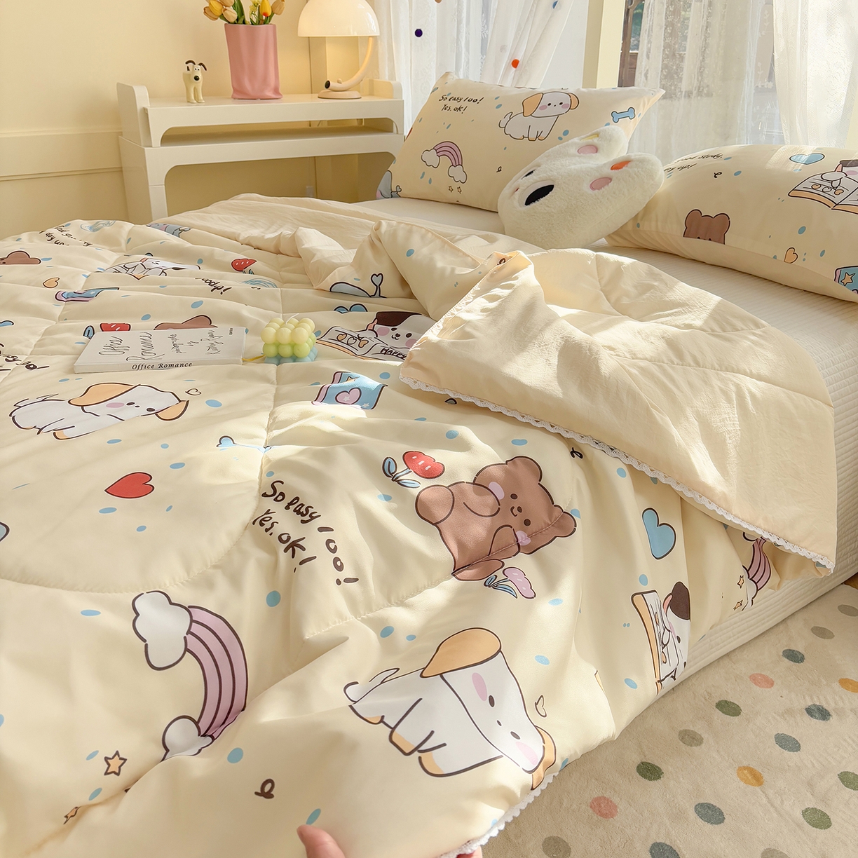 91家纺网 家纺一手货源 找家纺 （总）恒畅 2026新款水洗小花边印花亲肤夏被夏凉被