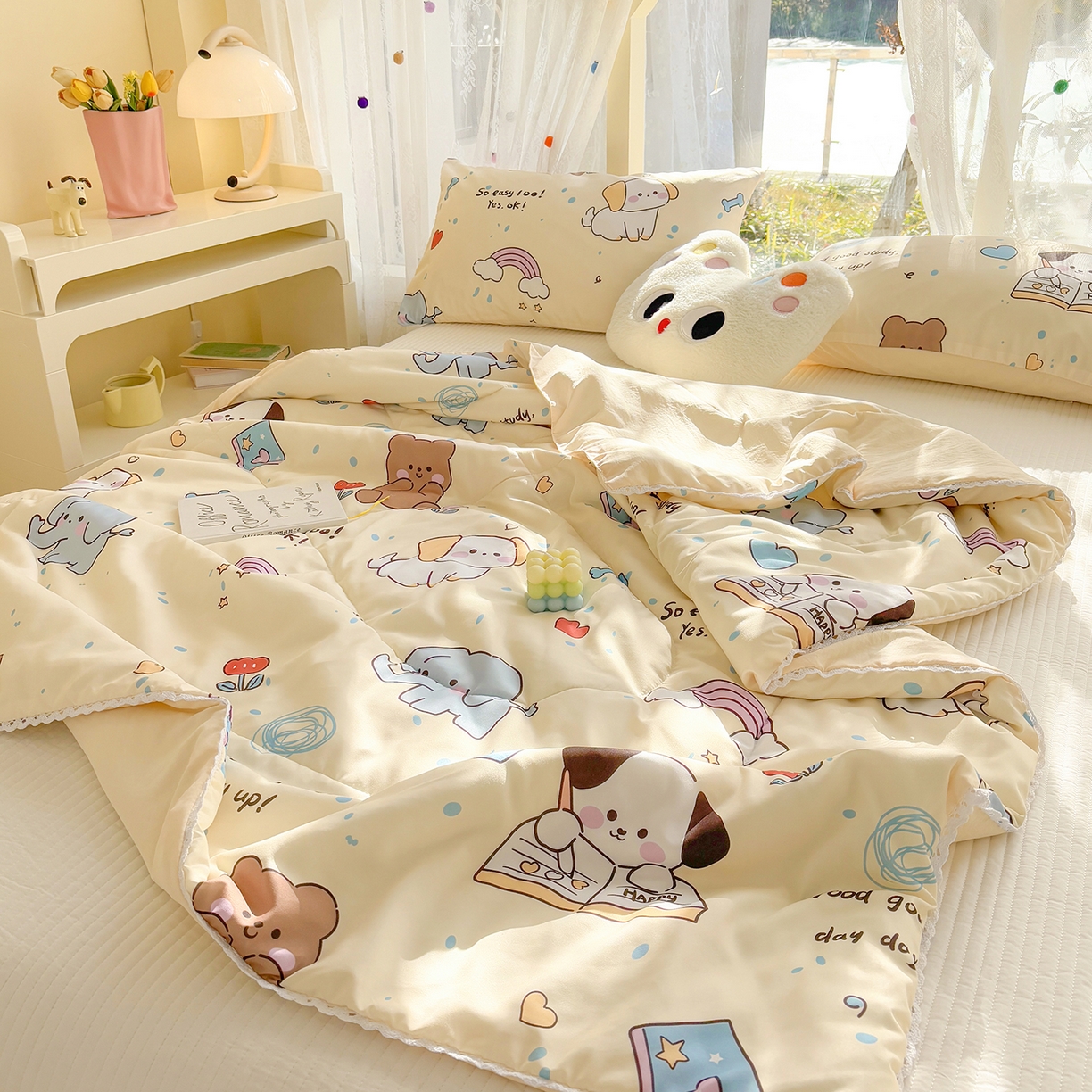 91家纺网 家纺一手货源 找家纺 （总）恒畅 2026新款水洗小花边印花亲肤夏被夏凉被