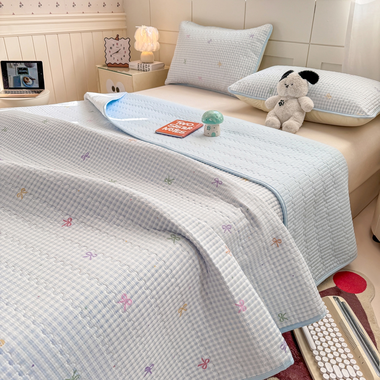 91家纺网 家纺一手货源 找家纺 （总）康纳利 2026新款全棉床盖学生夹棉薄款床盖床垫三件套四季通用