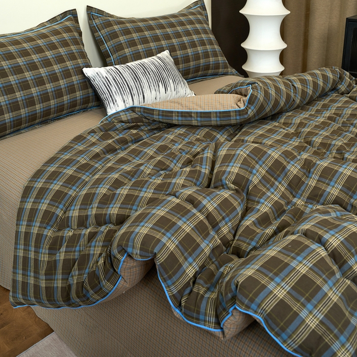 91家纺网 家纺一手货源 找家纺 三沁家居 2025新款全棉色织水洗棉大豆被冬被被子被芯 圣诞蓝