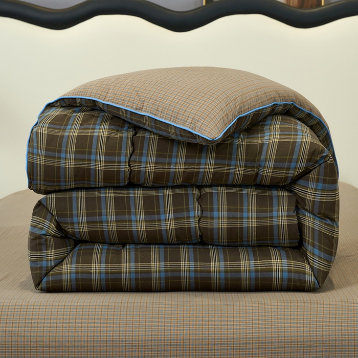 三沁家居 2025新款全棉色织水洗棉大豆被冬被被子被芯 圣诞蓝