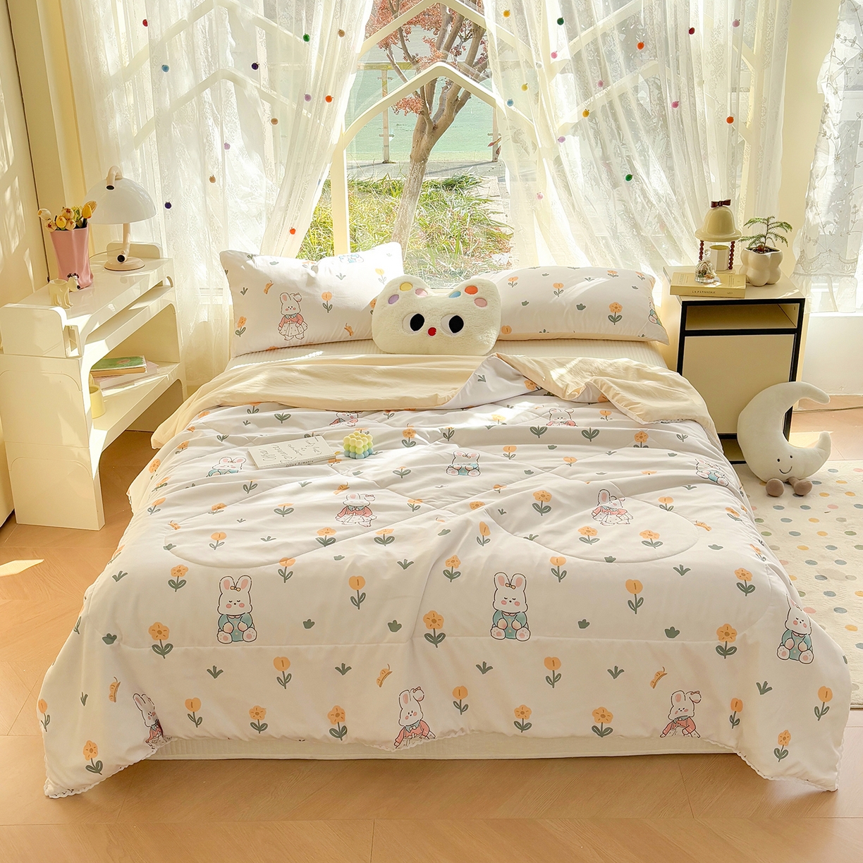 91家纺网 家纺一手货源 找家纺 （总）恒畅 2026新款水洗小花边印花亲肤夏被夏凉被