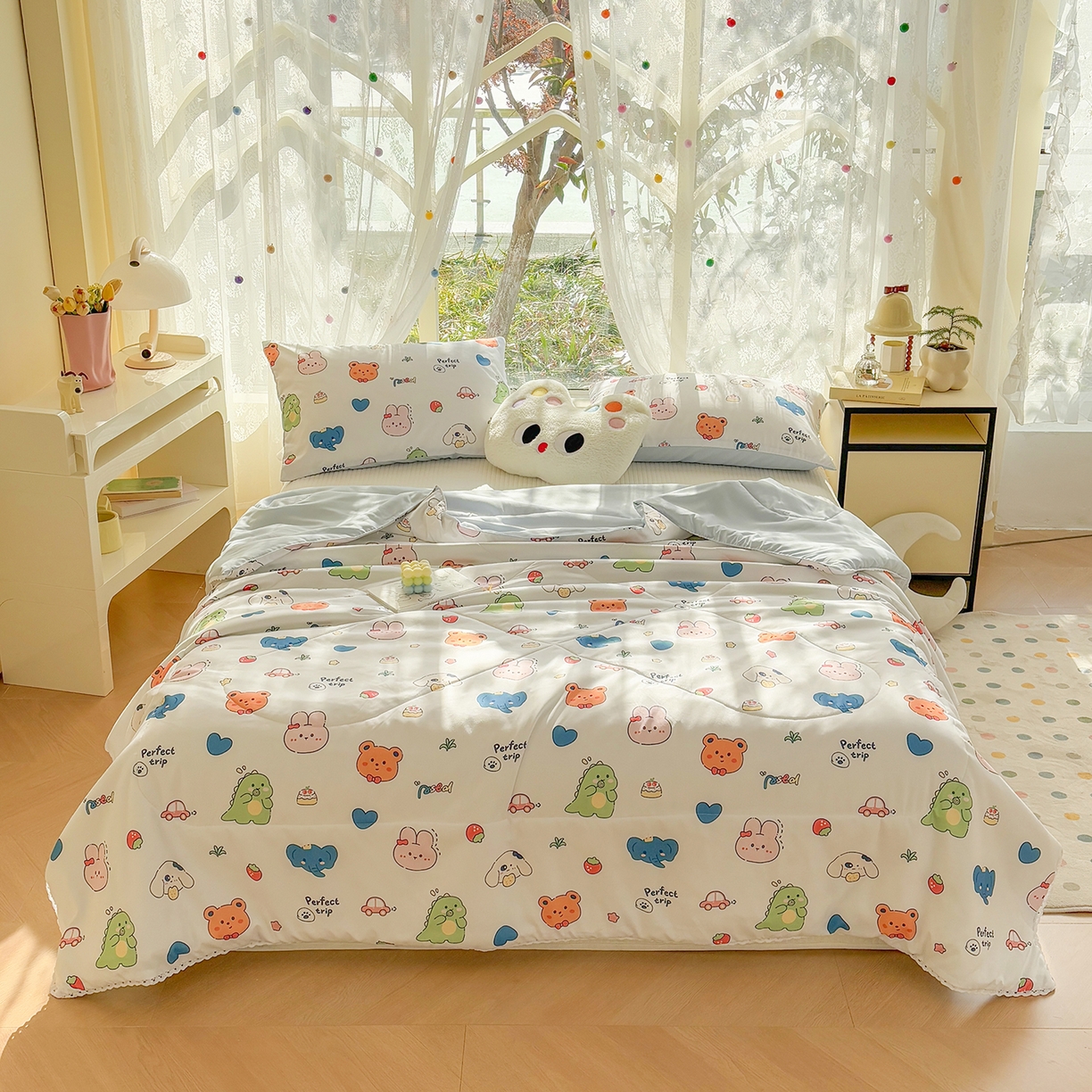 91家纺网 家纺一手货源 找家纺 （总）恒畅 2026新款水洗小花边印花亲肤夏被夏凉被