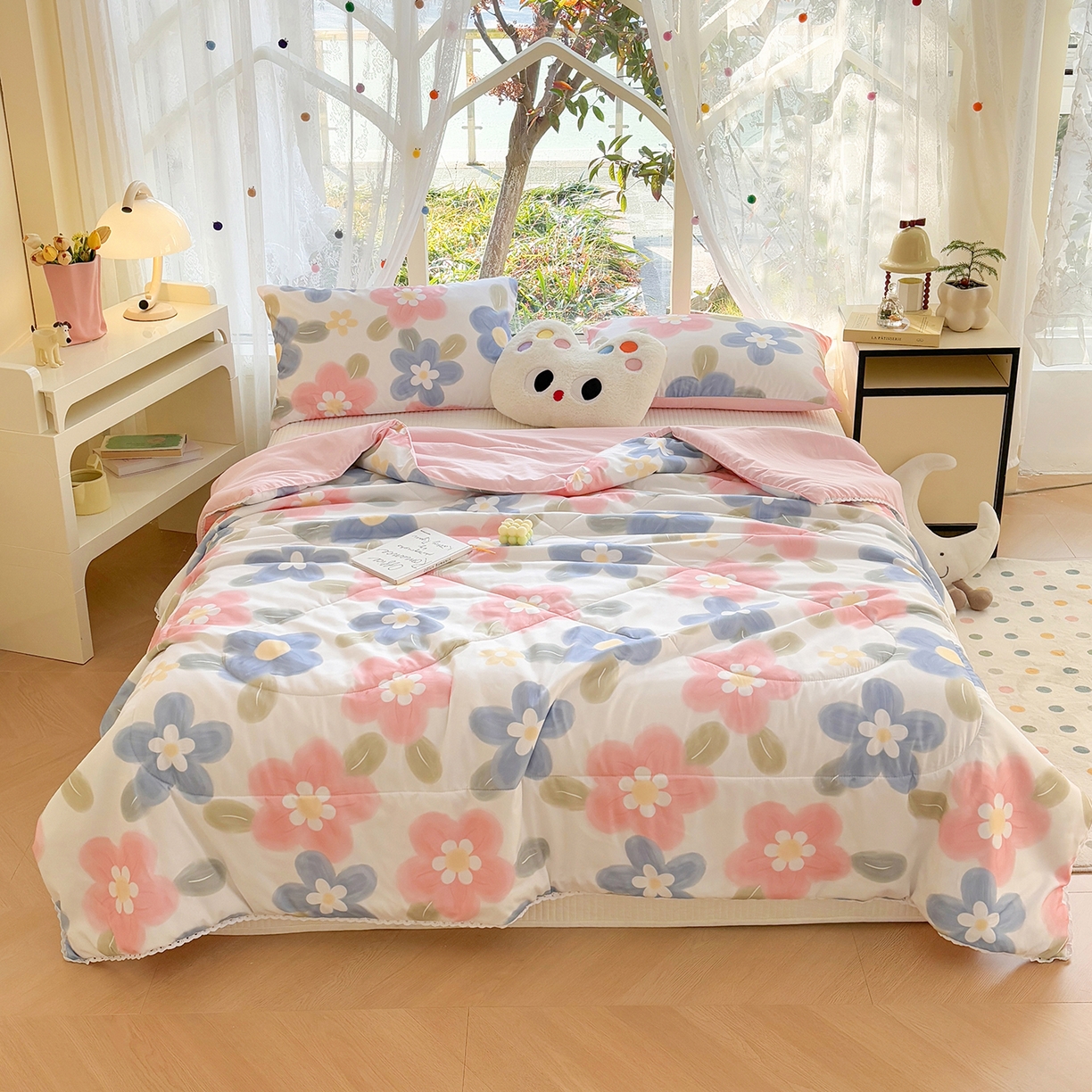 91家纺网 家纺一手货源 找家纺 （总）恒畅 2026新款水洗小花边印花亲肤夏被夏凉被