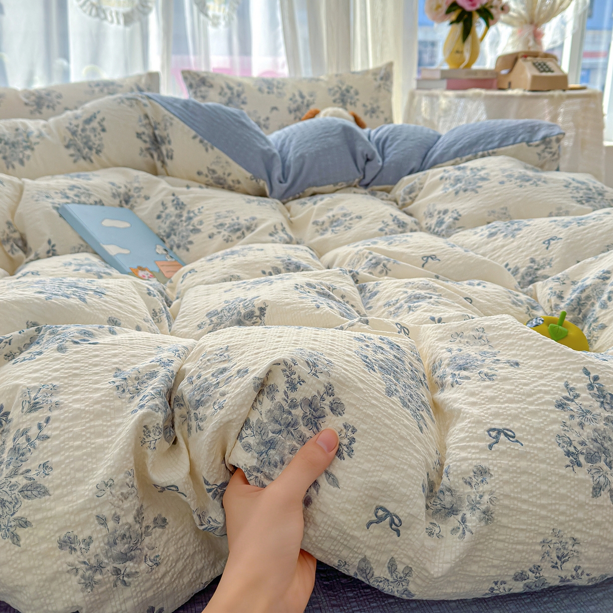 91家纺网 家纺一手货源 找家纺 铺尚美家纺 2026春夏新品高克重A类泡芙纱泡泡皱皱纱四件套 西雅图