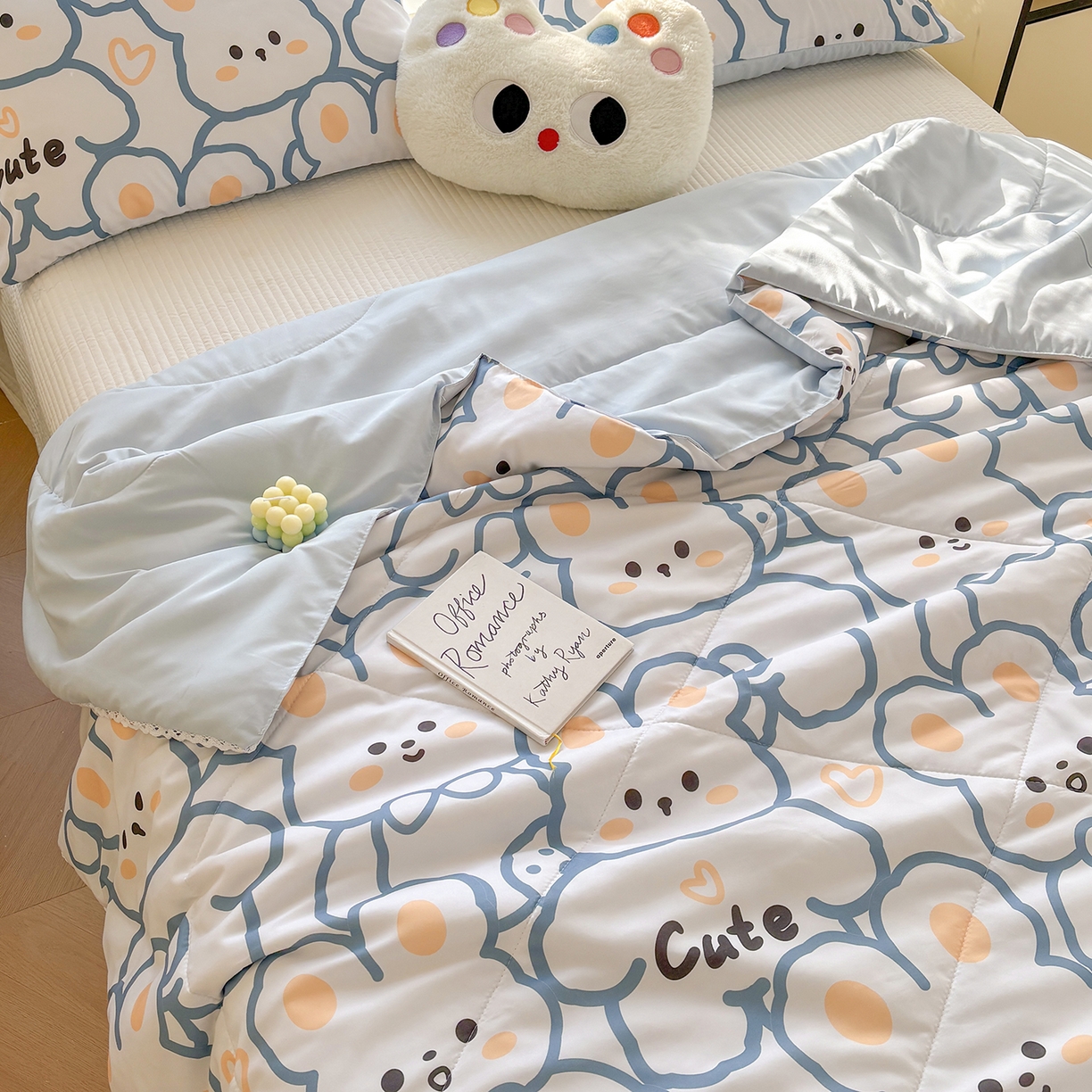 91家纺网 家纺一手货源 找家纺 恒畅 2026新款水洗小花边印花亲肤夏被夏凉被 花花兔