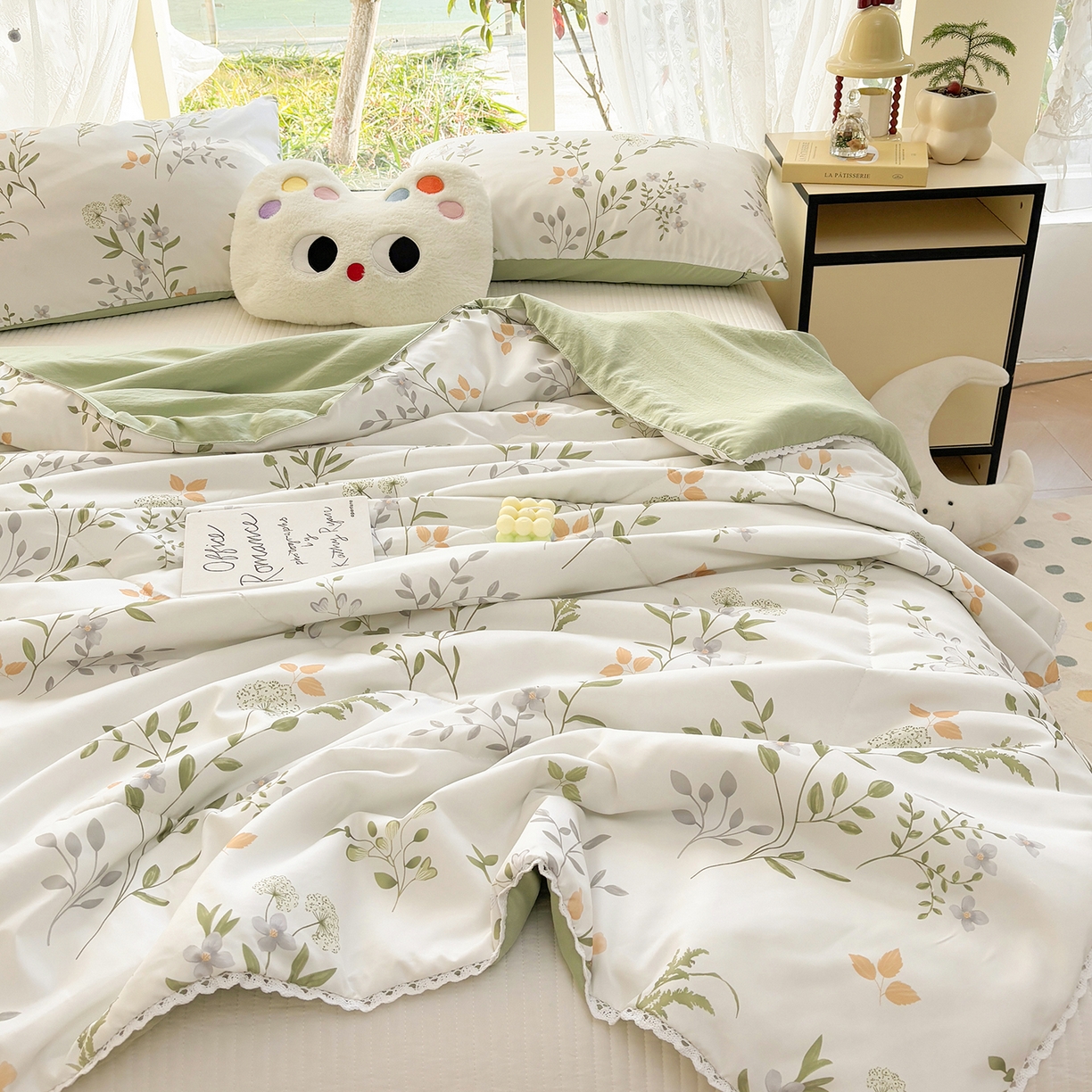 91家纺网 家纺一手货源 找家纺 恒畅 2026新款水洗小花边印花亲肤夏被夏凉被 绿叶仙踪