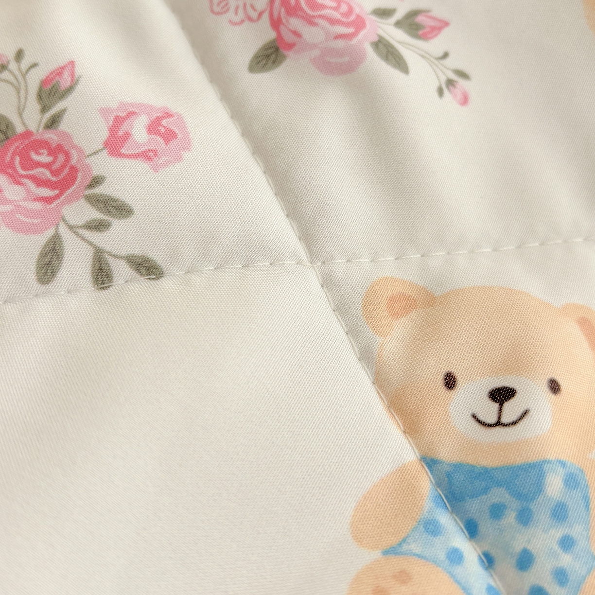 91家纺网 家纺一手货源 找家纺 恒畅 2026新款水洗小花边印花亲肤夏被夏凉被 围裙小熊