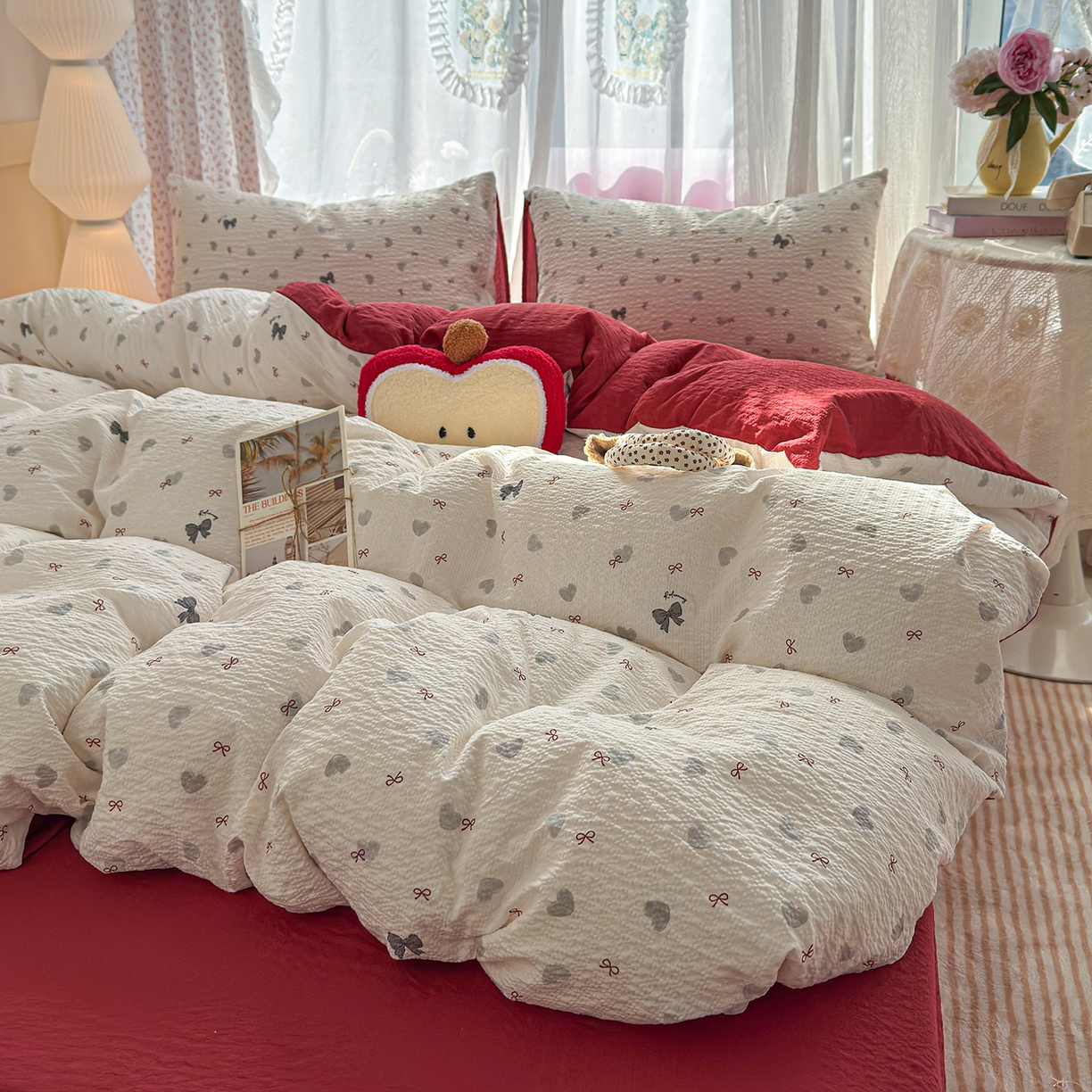 91家纺网 家纺一手货源 找家纺 铺尚美家纺 2026春夏新品高克重A类泡芙纱泡泡皱皱纱四件套 复古结美