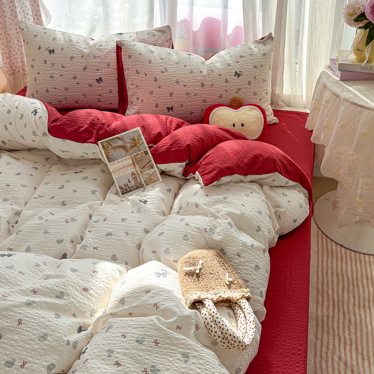 91家纺网 家纺一手货源 找家纺 铺尚美家纺 2026春夏新品高克重A类泡芙纱泡泡皱皱纱四件套 复古结美