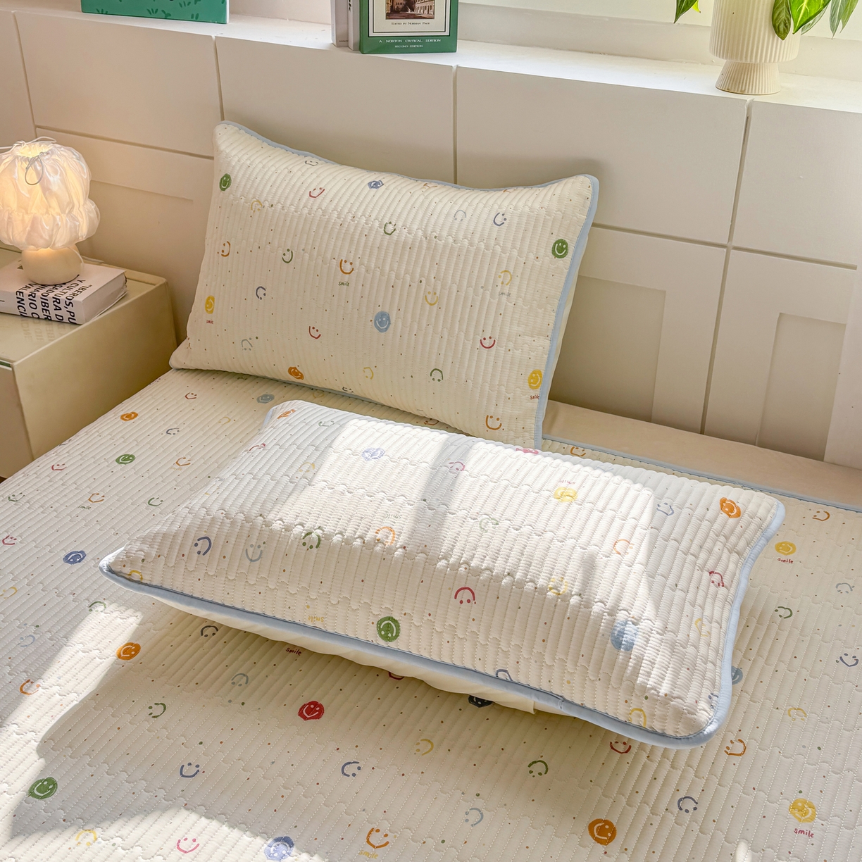 91家纺网 家纺一手货源 找家纺 康纳利 2026新款全棉床盖学生夹棉薄款床盖床垫三件套四季通用 彩色波点