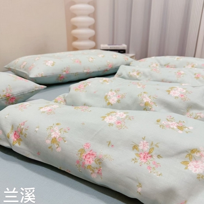 91家纺网 家纺一手货源 找家纺 （总）8+8 2025新款全棉A类母婴级抗菌有氧全棉双层纱亲肤全棉小清新印花三件套四件套